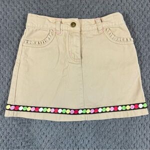 Gymboree‎ Khaki Skirt Girl's Size 6 Rainbow Dot Ruffle Shorts Underneath